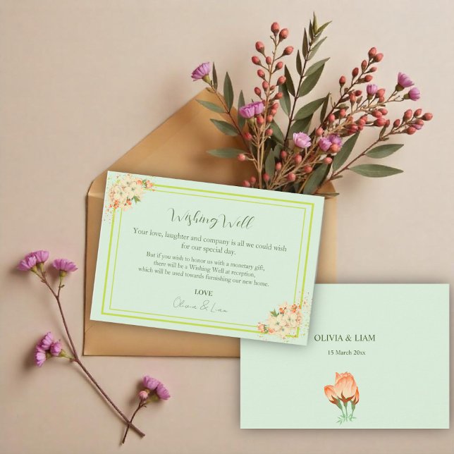 Carte De Remerciements Fleurs de cerisiers roses, Mariage Wishing well (Créateur téléchargé)