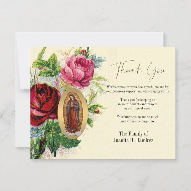 Carte De Remerciements Fleurs de Guadalupe  Condoléances de deuil sympath (Devant)