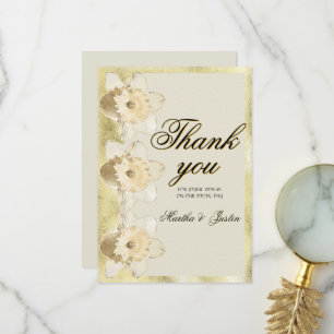 Carte De Remerciements Fleurs de jonquille élégantes personnalisées avec