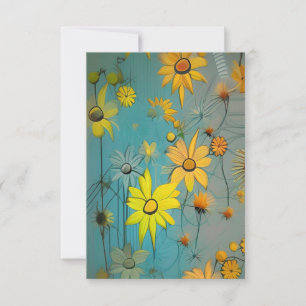 Carte De Remerciements Fleurs de jonquilles jaunes colorées vert