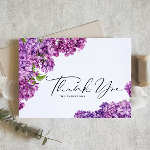 Carte De Remerciements Fleurs de lilas à l'aquarelle Mariage botanique