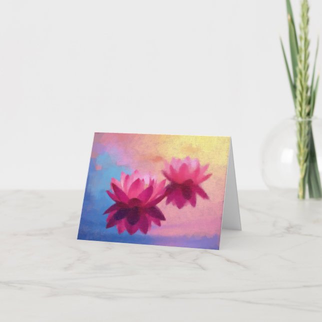 Carte De Remerciements Fleurs de Lotus Abstraites vibrantes (Devant)