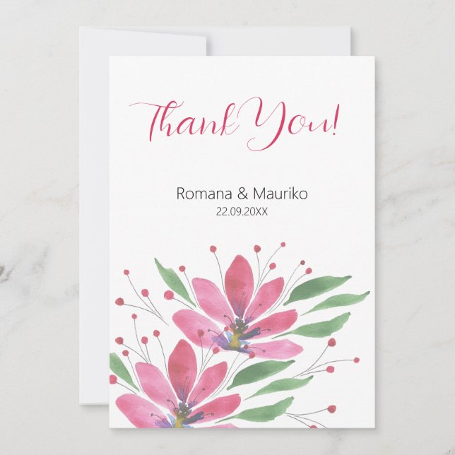 Carte De Remerciements Fleurs de lotus rustiques Aquarelle Art (Devant)
