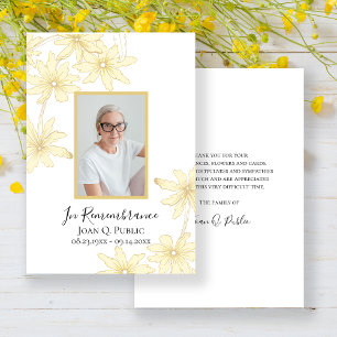 Carte De Remerciements Fleurs de marguerite jaune pâle Sympathie funérair