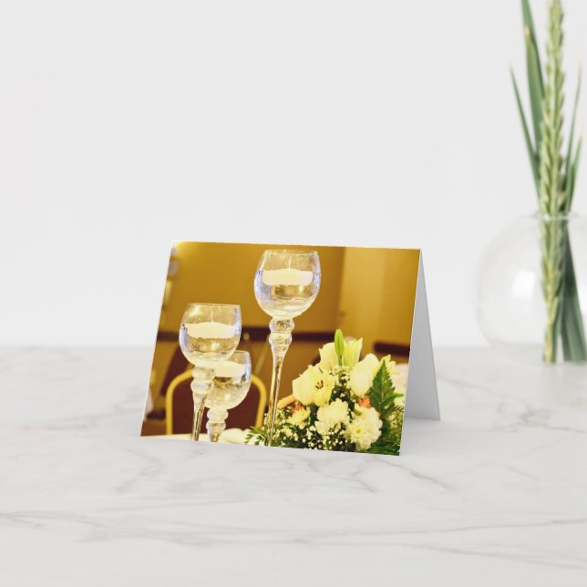 Carte De Remerciements Fleurs de mariage et bougies - Intérieur vierge (Devant)