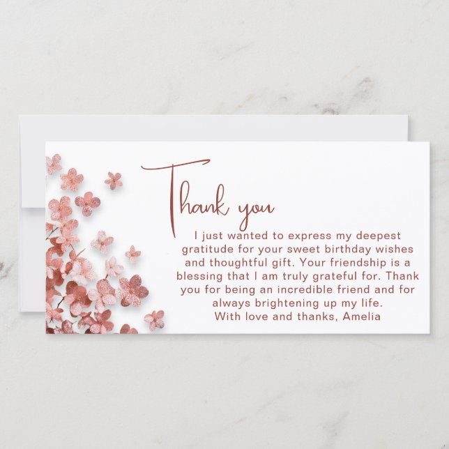 Carte De Remerciements Fleurs de Parties scintillant rose Floral Femme An (Devant)