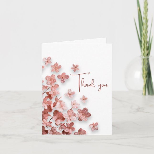 Carte De Remerciements Fleurs de Parties scintillant rose Floral Femme An (Devant)