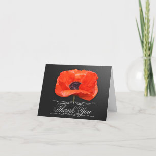 Carte De Remerciements Fleurs de pavot orange noir note de remerciement