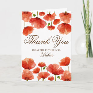 Carte De Remerciements Fleurs de pavot rouges élégantes Mariage remerciem