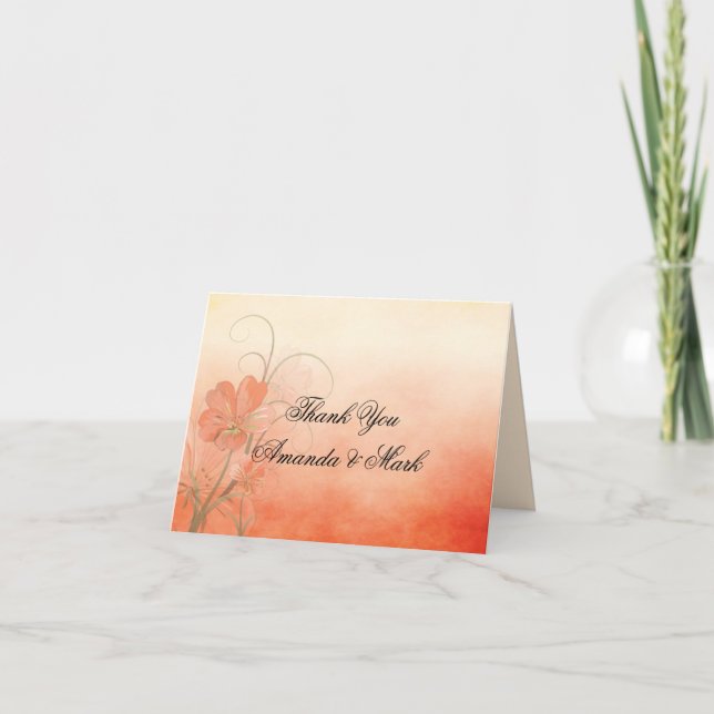 Carte De Remerciements Fleurs de pêche Abstraites Peach Arrière - plan Me (Devant)
