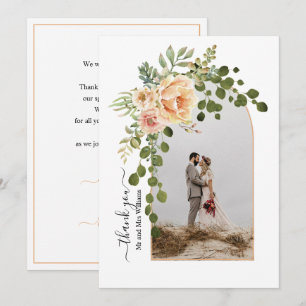Carte De Remerciements Fleurs de pêche, arche avec mariage de automne pho