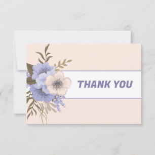 Carte De Remerciements Fleurs de pêches pastel violettes cinq pétales ros