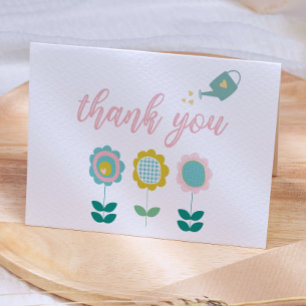 Carte De Remerciements Fleurs de printemps Baby shower papillon rose