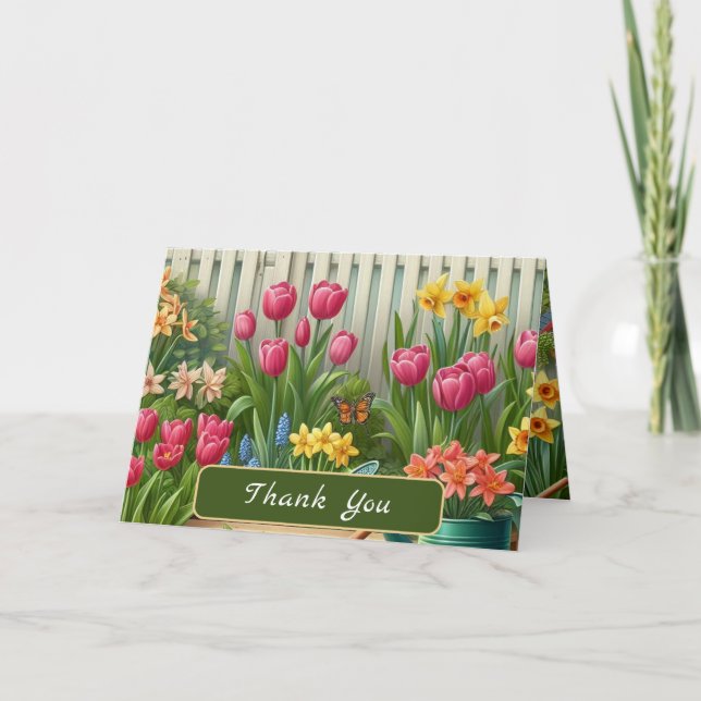 Carte De Remerciements Fleurs de printemps Tulipe Jonquilles   (Devant)