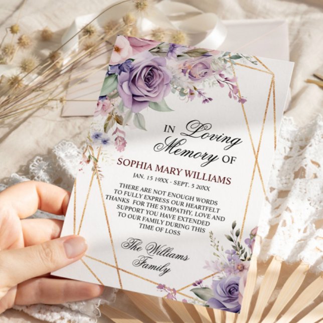 Carte De Remerciements Fleurs de rose violet et violet rose (Créateur téléchargé)