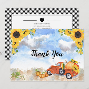 Carte De Remerciements Fleurs de soleil Boho   Baby shower Citrouille pou