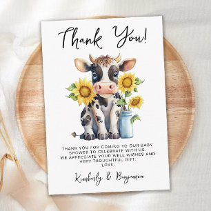 Carte De Remerciements Fleurs de soleil de vache mignonne Moderne Baby sh