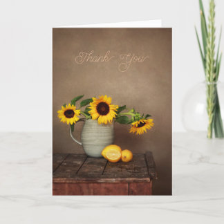 Carte De Remerciements Fleurs de soleil et citrons rustiques