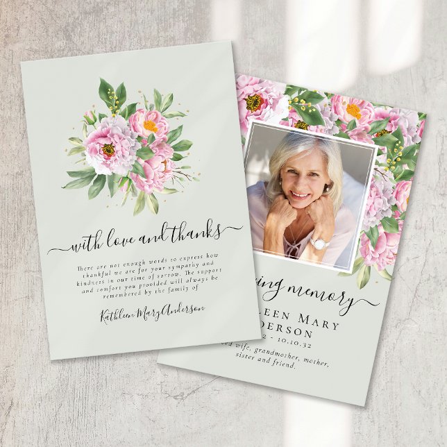 Carte De Remerciements Fleurs de sympathie Funérailles florales  (Créateur téléchargé)