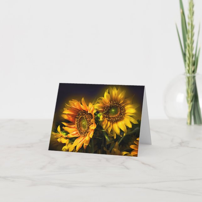 Carte De Remerciements Fleurs de tournesol jaune floral - Bonjour, amour (Devant)