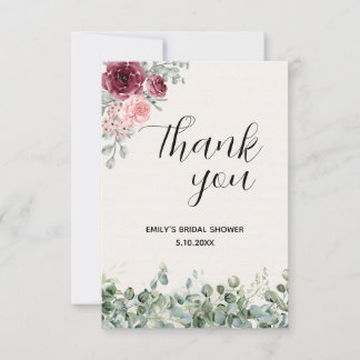 Carte De Remerciements Fleurs d'eucalyptus pour enterrement de vie de jeu