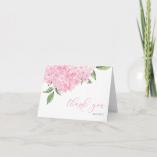Carte De Remerciements Fleurs d'hortensia rose à l'aquarelle
