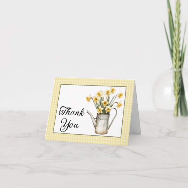 Carte De Remerciements Fleurs élégantes de jonquilles jaunes Boîte à eau  (Devant)