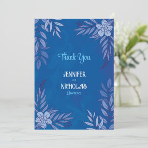 Carte De Remerciements Fleurs élégantes et ornements Feuille pour Mariage