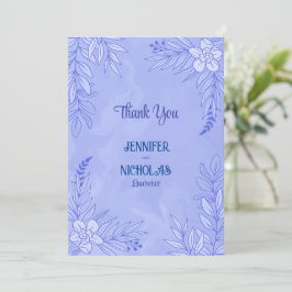 Carte De Remerciements Fleurs élégantes et ornements Feuille pour Mariage