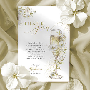 Carte De Remerciements Fleurs et Prosecco Fête de Mariage Champêtre