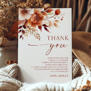 Carte De Remerciements Fleurs Florales Bordeaux Rouillé Mariage