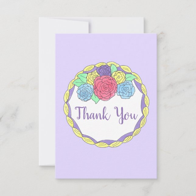 Carte De Remerciements Fleurs florales Rose Fête des mariées Mariage Gâte (Devant)