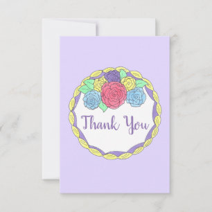 Carte De Remerciements Fleurs florales Rose Fête des mariées Mariage Gâte