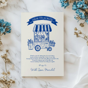 Carte De Remerciements Fleurs griffonnées du marché mariage de jeune fill