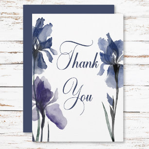 Carte De Remerciements Fleurs Iris Bleues Mariage moderne