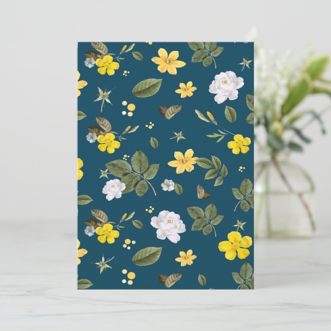 Carte De Remerciements Fleurs jaunes et roses blanches (Debout devant)