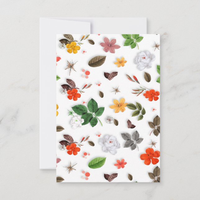 Carte De Remerciements Fleurs jaunes et roses blanches 15 (Devant)