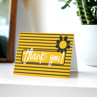 Carte De Remerciements Fleurs Jaunes Mercis