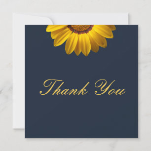 Carte De Remerciements Fleurs jaunes sur le Monogramme arrière - plan ble