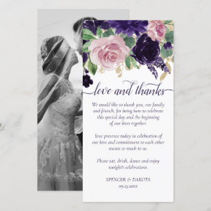 Carte De Remerciements Fleurs luxuriantes Photo florale de rose violet