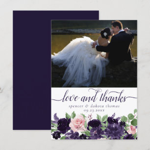 Carte De Remerciements Fleurs luxuriantes Purple and Rose Rose Garland