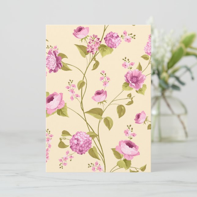 Carte De Remerciements Fleurs Motif 16 (Debout devant)
