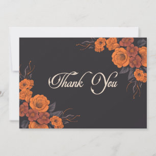 Carte De Remerciements Fleurs orange Élégant Mariage traditionnel