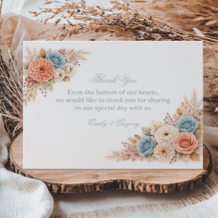 Carte De Remerciements Fleurs pastel Élégance et Gratitude