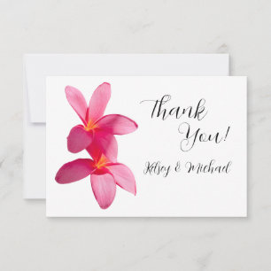 Carte De Remerciements Fleurs Plumeria rose, Tropical, Mariage Floral