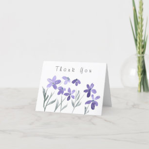 Carte De Remerciements Fleurs pourpres d'aquarelle