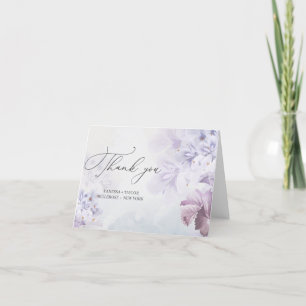 Carte De Remerciements Fleurs pourpres printanières bleu poussiéreux cart