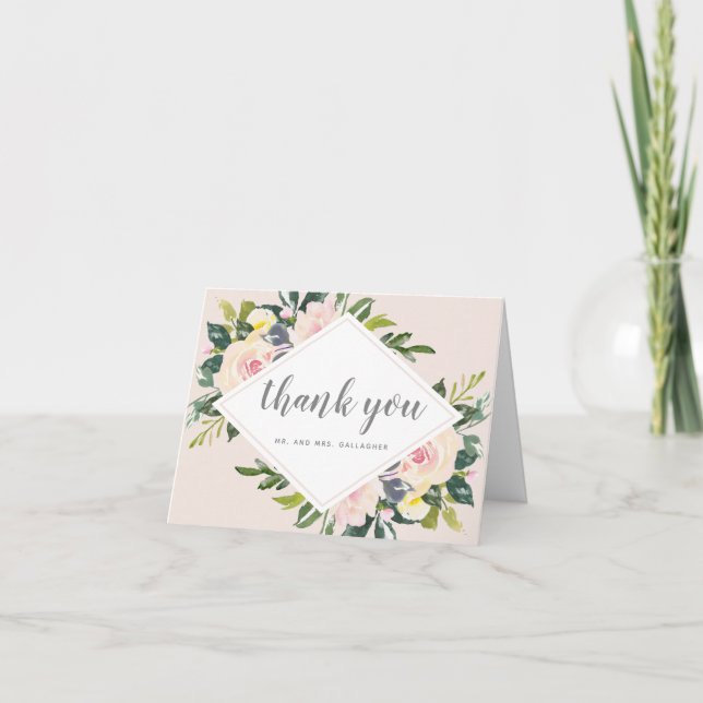 Carte De Remerciements Fleurs printanières rose | Remerciements de mariag (Devant)
