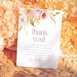 Carte De Remerciements Fleurs & Prosecco Fête de Mariage Florale