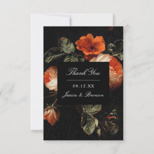 Carte De Remerciements Fleurs romantiques sombres Roses Maître hollandais